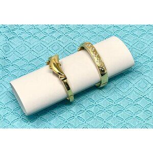 2 Bracelets - Gold Plated Dolphin & Crystal‎ Bangle